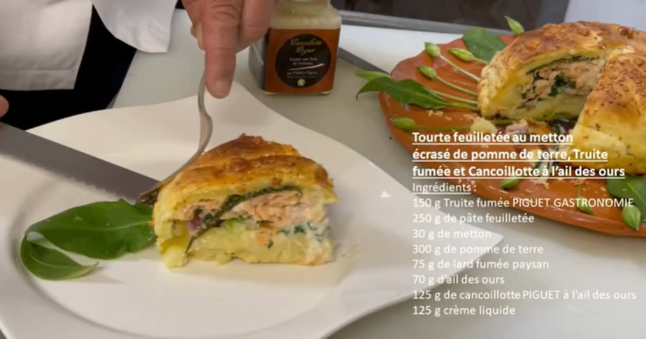 Tourte à la truite fumée et Cancoillotte Piguet à l’ail des ours